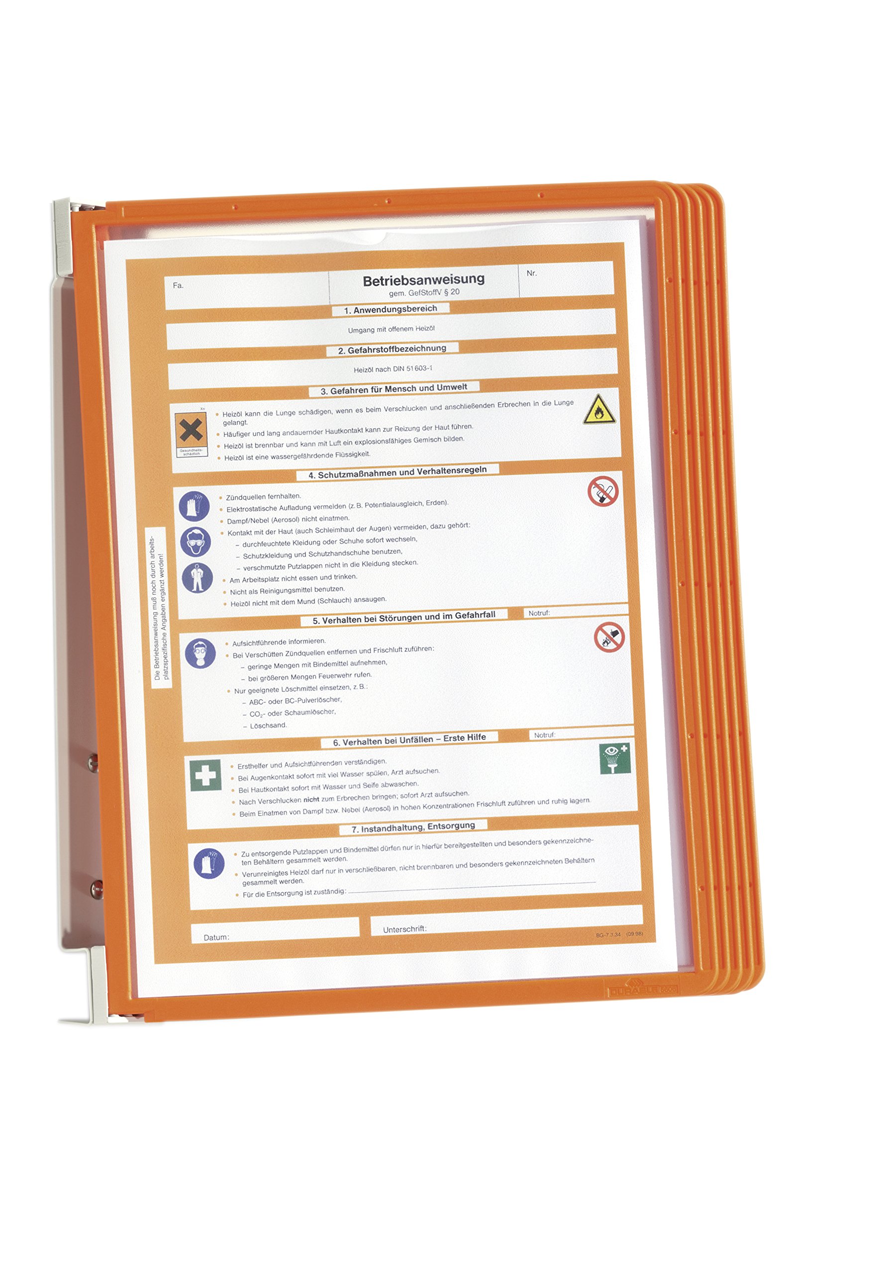 Vario Wall 5 555109 Wall-Mounted Display Rack Orange with 5 A4 Display Sheets Orange