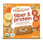 Happy Tot Organics Fiber &amp; Protein Soft Baked Oat Bars Organic Toddler Snack Banana &amp; Carrot, 0.88 Ounce Bars, 5 Count Box (Pack of 6)