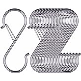 Vantasii 10 Pack S Hooks for Hanging, Rustproof S-Shaped Hook with Safety Buckle Heavy Duty Metal S Hanging Hook for Clothes, Pots, Pans, Kitchen Utensil, Cubicle, Closet Rob, Bags(3.5 inch, Silvery)