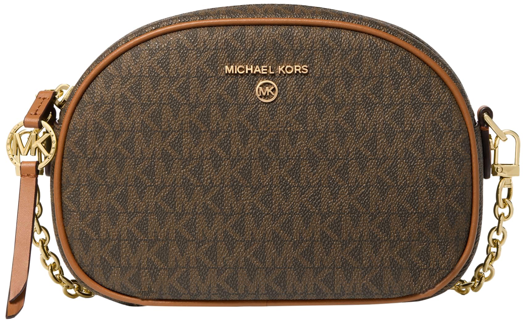 Michael Kors Jet Set Charm Small Oval Camera Crossbody Bag, Brown/Acorn