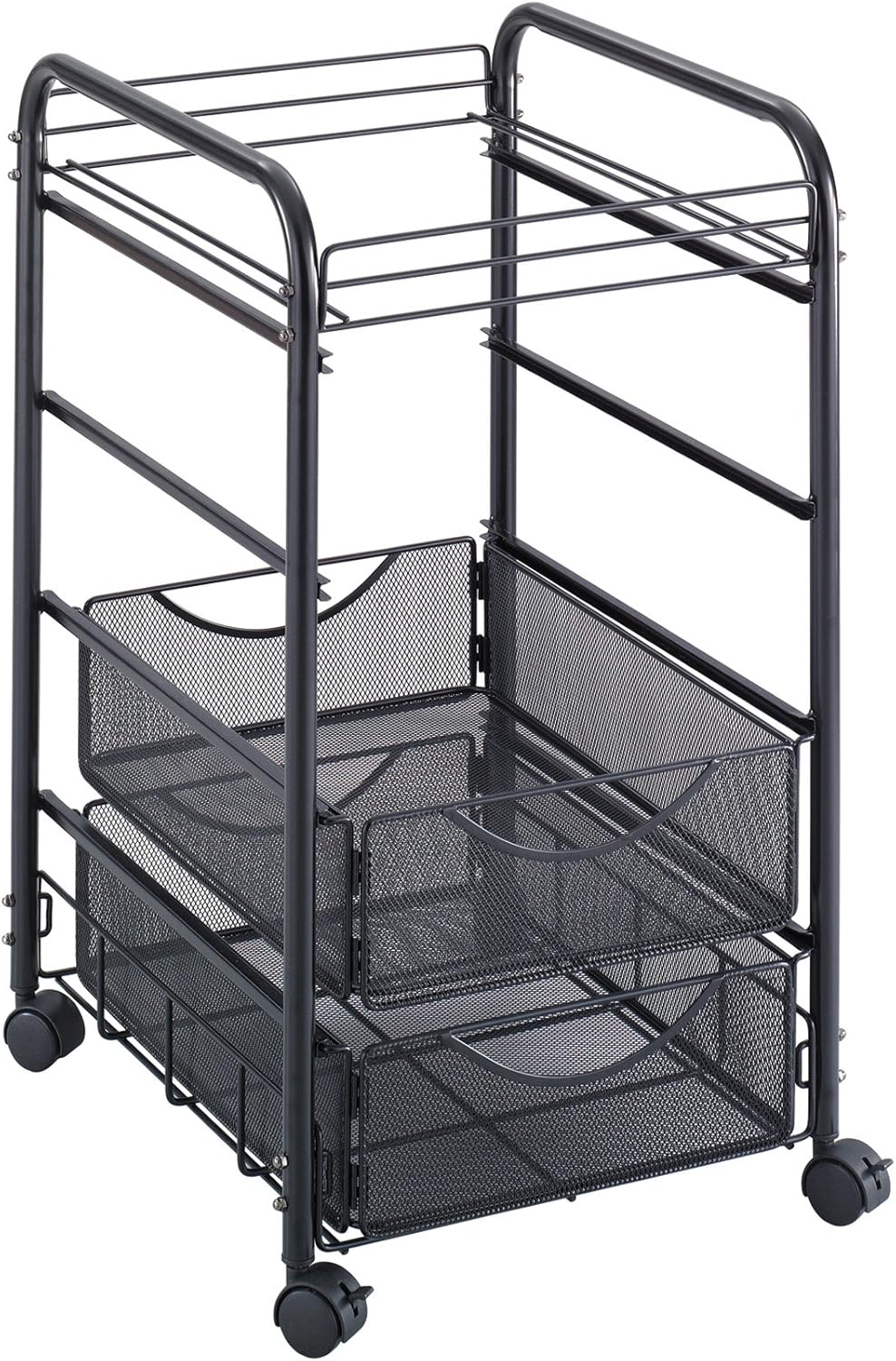 Safco Products Onyx Mesh 1 File Drawer and 2 Small Drawers Rolling File Cart 5213BL, Black Powder Coat Finish, Durable Steel Mesh Construction, Swivel Wheels For Mobility : Vertical File Cabinets : Office Products