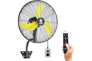FUGOO 20'' Outdoor Quiet Remote Control Oscillating Wall Mount Fan,All Sealed BLDC Motor,4 Speed Waterproof Outdoor Fan With Remote, Heavy Duty Industrial Wall Fans for House,Patios,Garage,Warehouse