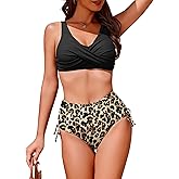 AI'MAGE Women's High Waisted Bikini Set Tummy Control 2 Piece Swimsuit for Women Push Up Twist Front Bathing Suit 2026