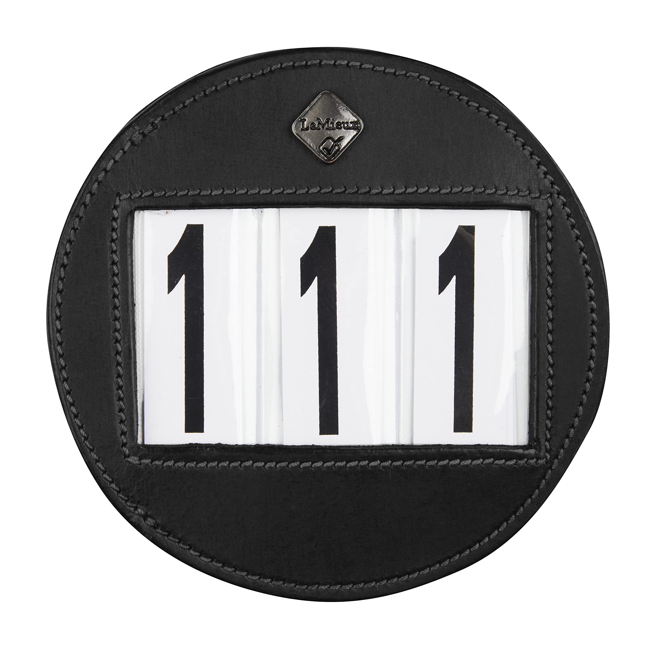LeMieux Bridle Number Holder for Competitions - Black - Leather - Strong Fixing Pin - One Size