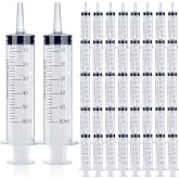 50-Pack 60ml Syringes Without Needle - Large Plastic Syringe for Liquid | 50 Pcs 60 ml for Beverage Dispensing, Thick Liquids Irrigation, Food and Water Feeding tube, Individually Packaged (60 cc)