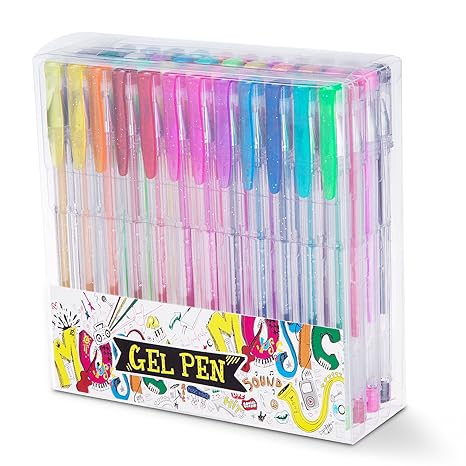 HBselect 48 Stück Gelstifte Gelschreiber Set 0,5 mm inklusive Standard, Neon, Milchig, Glitzer, Metallisch Gel Pen für Künste