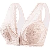STARLACKC Wireless Bras for Women No Underwire Front Closure Plus Size Bra Comfortable Plunge Lace Womens Bras