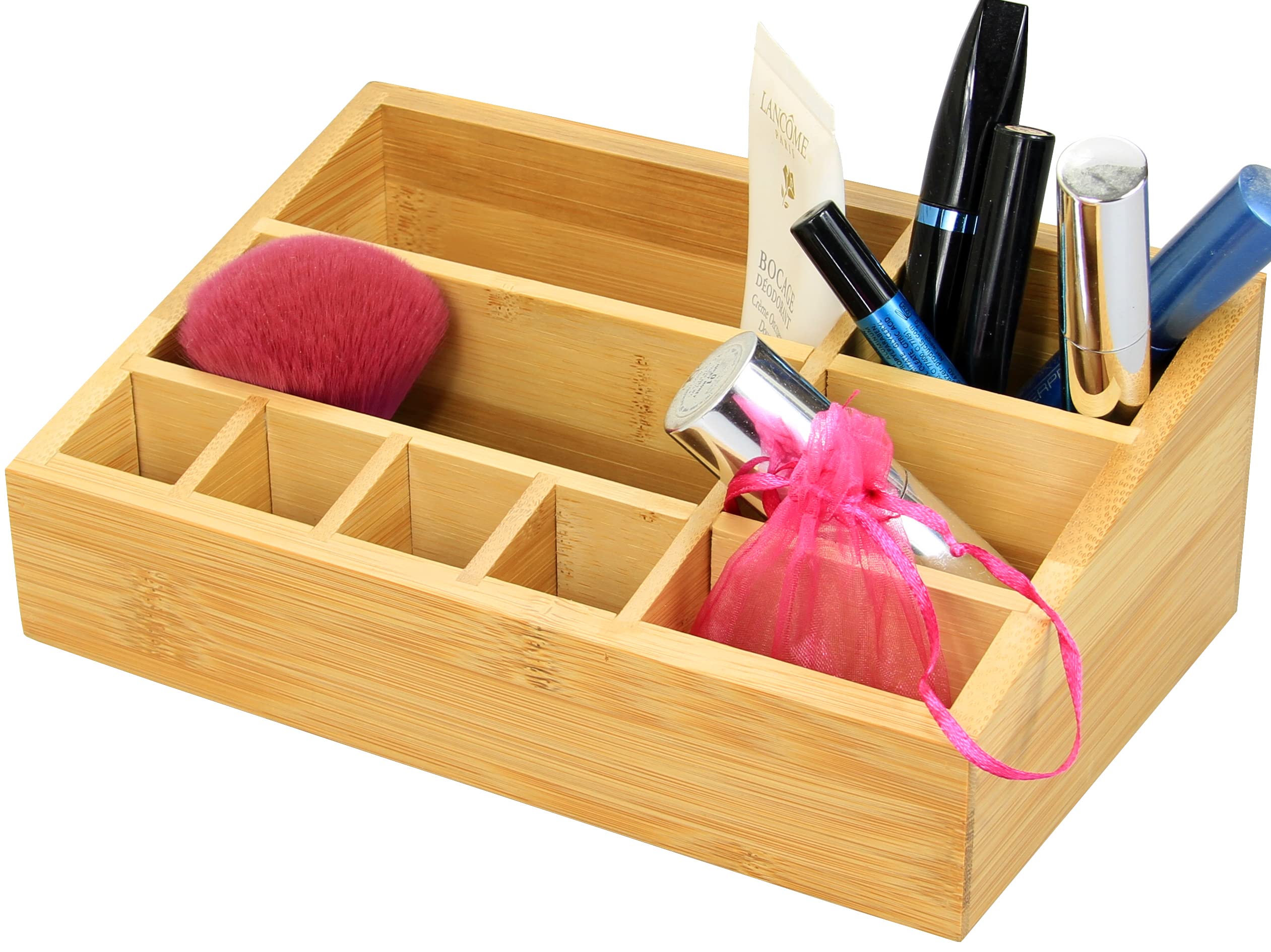 Woodquail Cosmetic Organiser Tidy, Makeup Storage Display, Made of Natural Bamboo