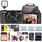 Canon PowerShot SX740 HS Lite Edition Digital Camera (Black) + 64GB Memory Card + 2 x NB13L Battery + Photo Software + Charger + Card Reader + LED Light + Soft Bag + More