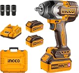 Ingco Cordless Impact Wrench 850Nm Brushless 20V 1/2 In Battery Kit view 1