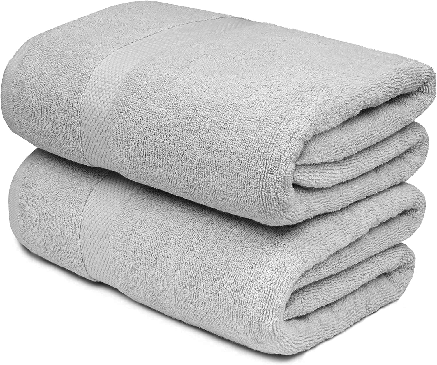 Wholesale Trade Dealz 2 X Super Jumbo Bath Sheets (100 x 200 cm) Primium 100% Egyptian Combed Cotton Extra Large Bath Sheet Towels XL Body Wrap Towel (Silver, Cotton)
