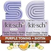 Kitsch Toning Purple Shampoo & Conditioner Bar Set For Blondes & Color Treated Hair - With Biotin for Strengthening & Neutralizing Brassy Tones - Vegan, Silicone & Sulfate Free - Made in USA