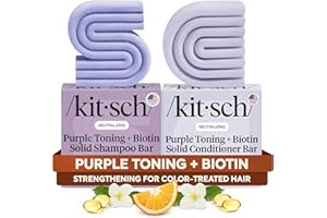 Kitsch Toning Purple Shampoo & Conditioner Bar Set For Blondes & Color Treated Hair - With Biotin for Strengthening & Neutral