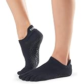 toesox Low Rise Full Toe Grip Socks for Women - Non Slip Ankle Five Toe Barefoot Socks For Barre Yoga Pilates and Ballet