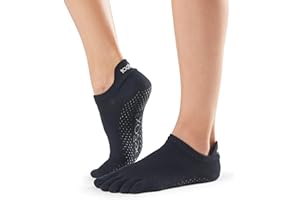 toesox Low Rise Full Toe Grip Socks for Women - Non Slip Ankle Five Toe Barefoot Socks For Barre Yoga Pilates and Ballet