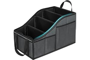 YOHOOLYO Car Seat Organizer for Front Back Seat Car Organizer and Storage Box with 2 Handles Collapsible with 4 Compartments,