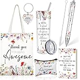 Patelai 6 Pcs Employee Appreciation Gifts Set for Women Female, Thank You Awesome Gift for Coworker Teacher Staff Team Volunteer, Inspirational Bag Pen Journal Keychain for Valentine, Flowers