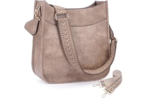 HKCLUF Crossbody Bag for Women Vegan Leather Hobo Handbags Guitar Strap Purse Shoulder Bucket Bag with 2PCS Adjustable Straps