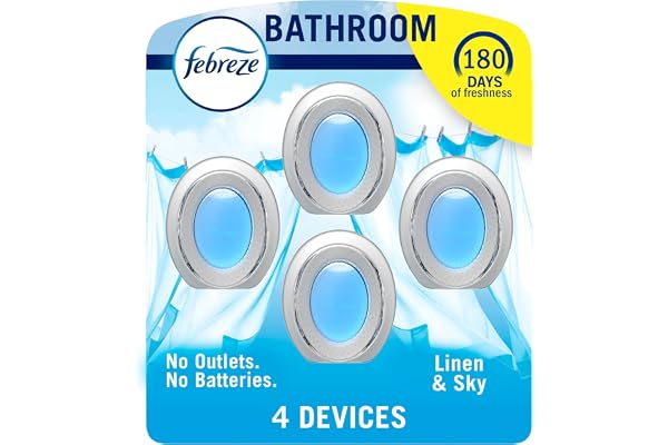 Febreze Odor-Fighting, Plug in Alternative, Air Fresheners for Home and Bathroom, Kitchen & Closet, Linen & Sky Scent, 4 Coun