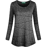 Kimmery Workout Tops for Women Long Sleeve Shirts for Women Quick Dry Line Decor Yoga Tops Sizes S-3XL