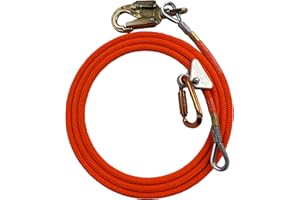 PROCLIMB Steel Core Flip Line Kit for Tree Climbing, 5/8 in x 12 ft - USA Made, Adjustable Tree Lanyard, Arborist Equipment Positioning Lanyard, Low Stretch & Cut Resistant