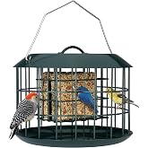 Kingsyard Squirrel Proof Suet Feeder, Cage Bird Feeders for Outdoors Hanging, All Metal, Double Suet Cake Capacity, Tray &amp; Weatherproof, Green