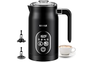 KIDISLE 4 In 1 Milk Frother, Electric Milk Steamer with Temperature Control, Automatic Warm and Cold Foam Maker For Coffee, Latte, Hot Chocolate, Cappuccinos, Macchiato, Black