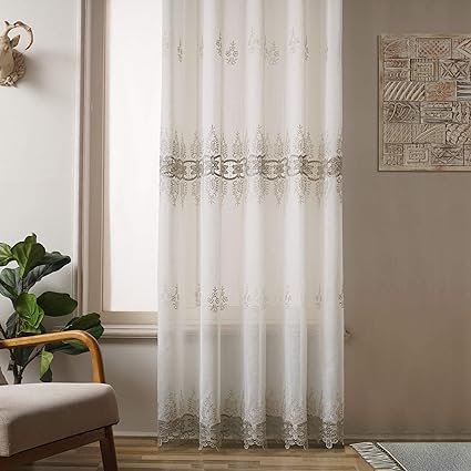 viste tu hogar cortina decorativa con diseno bordado semi translucida estilo simple y elegante para salon habitacion y dormitorio 1 pieza 145x260