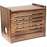 Wooden WiFi Router Storage Box - Deluxe Wall Mountable Decorative Modem Shelf Hider Cover with Cable Management System - Rustic Home Organization Solution for Most Routers Up to 11" Tall - Dark Oak