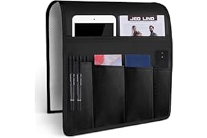 HAKACC Armchair Caddy for Couch Remote Control Holder, Sofa Armrest Organizer, Recliner Armchair Caddy for Bedside Storage Organizer 5 Pockets for Home College Dorm Bunk Black
