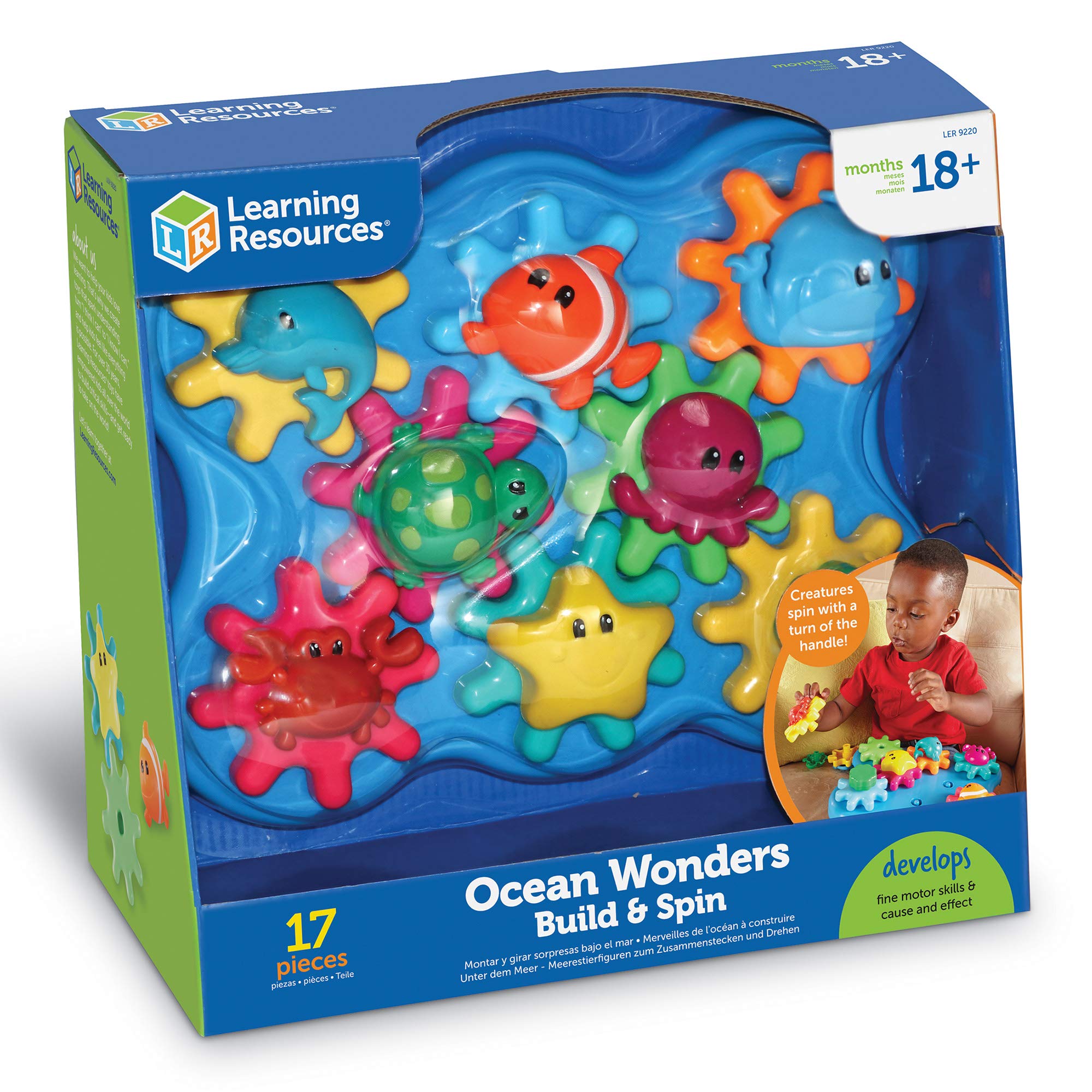 Learning Resources Ocean Wonders Build & Spin, Gears Toy & Building Set, 17 Pieces, Ages 18+ months