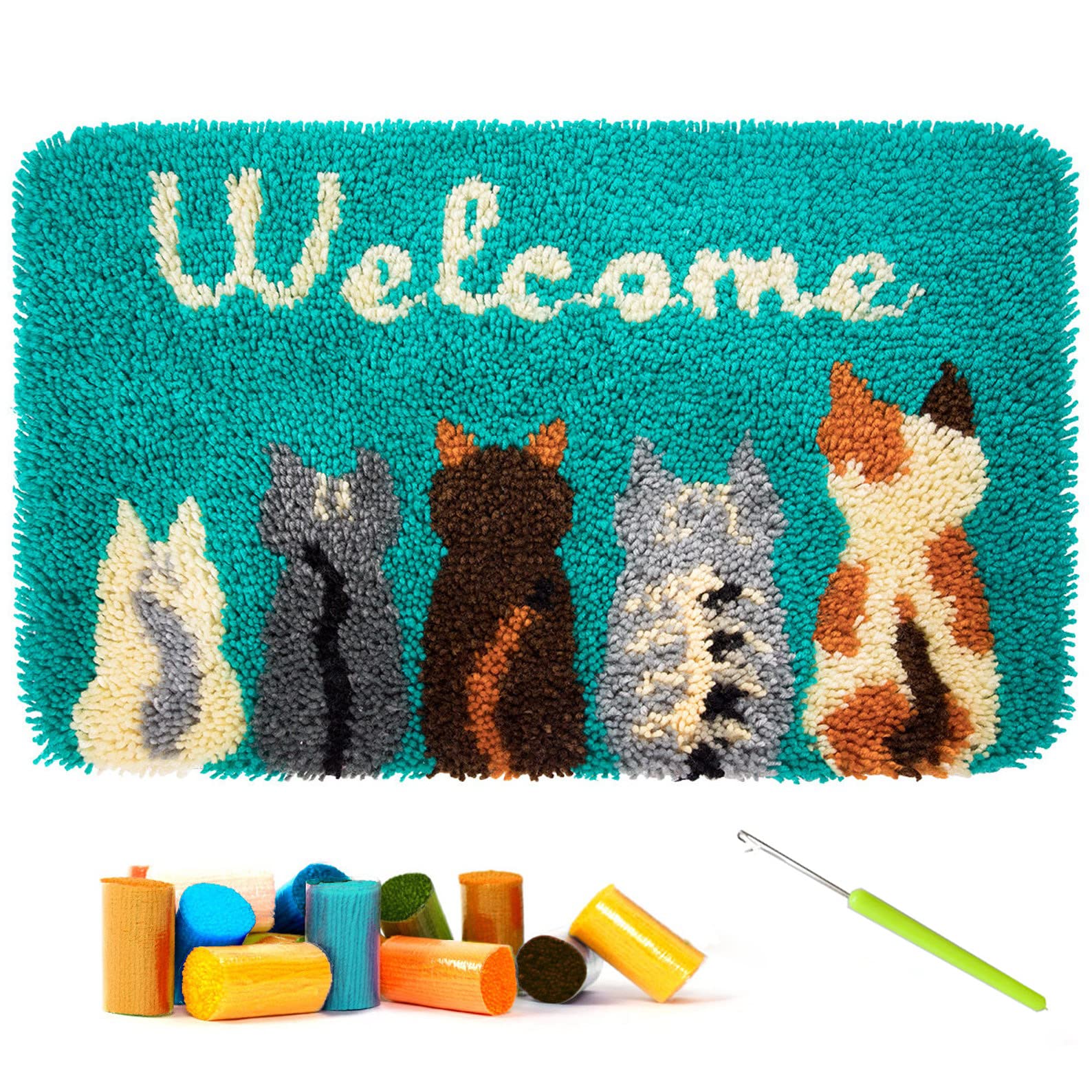 CCWORAN Cat Rug Making Kit For Adults Diy Craft Latch Hook Rug Kit Set Tapestry Cushion Patterns Printed Mesh Mat Canvas Wool Yarn — image 1