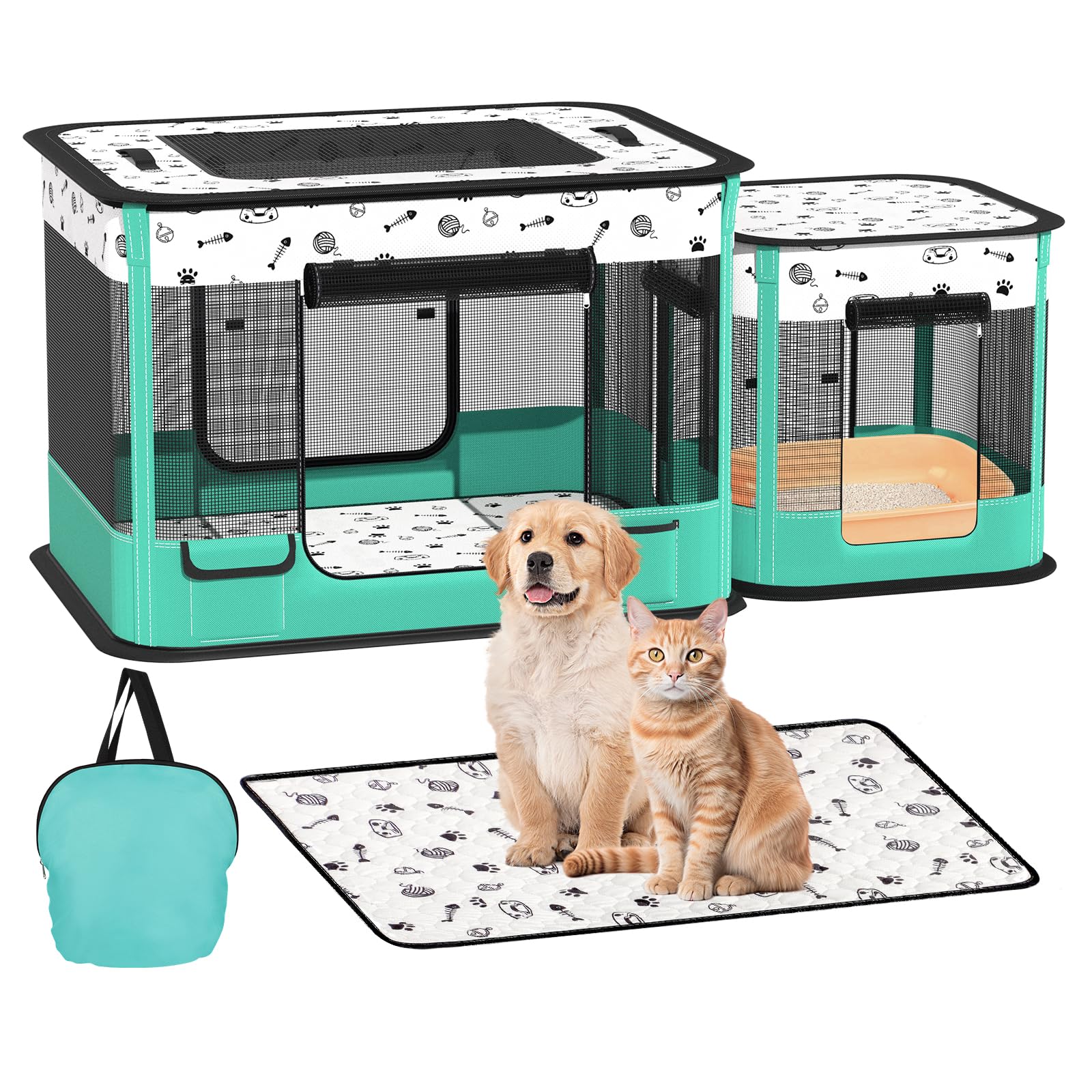 Cat Toy Extra Large Catio Outdoor Cat Enclosure Rywell 2-Tier Cat Tent For Cat Tunnel