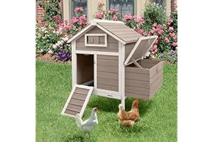 MAGAZOOPET Large Chicken House with Nesting Box, Small Chicken Coop Hen Pet House with Removable Trays, Outdoor Indoor Rabbit Hutch Poultry Cage with Ramp (36.2" L x 26" W x 38.3" H)