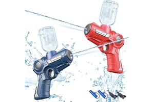 FLYBAKIZ Electric Water Gun, 2 Pack One-Button Automatic Squirt Guns Pistols for Kids & Adults, 26Ft Range Soaker Water Guns Toy for Swimming Pool Party Games Outdoor Summer Activity (Red+Blue)