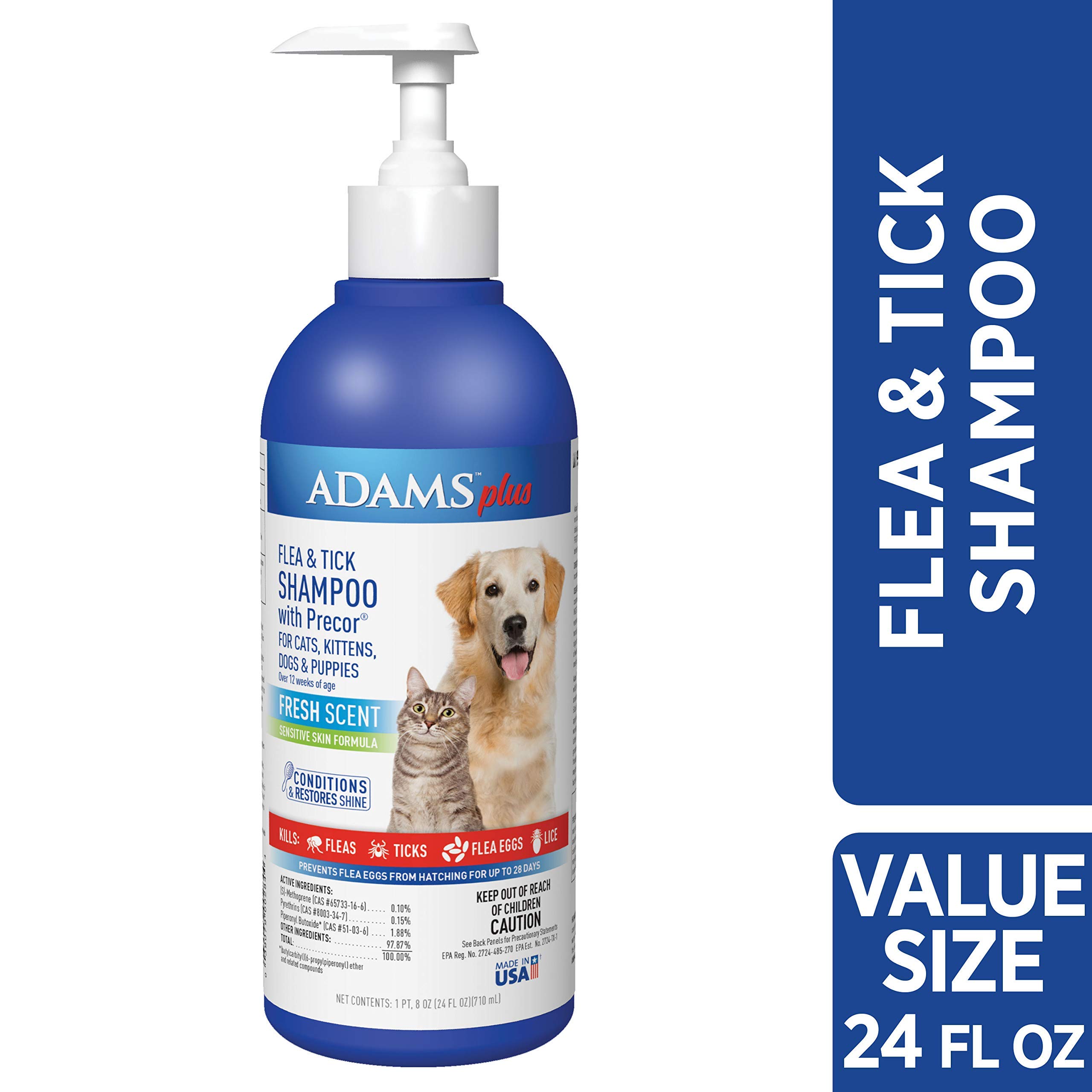 Adams Plus Flea & Tick Shampoo with Precor, 24Ounce, Blue The Cat Site
