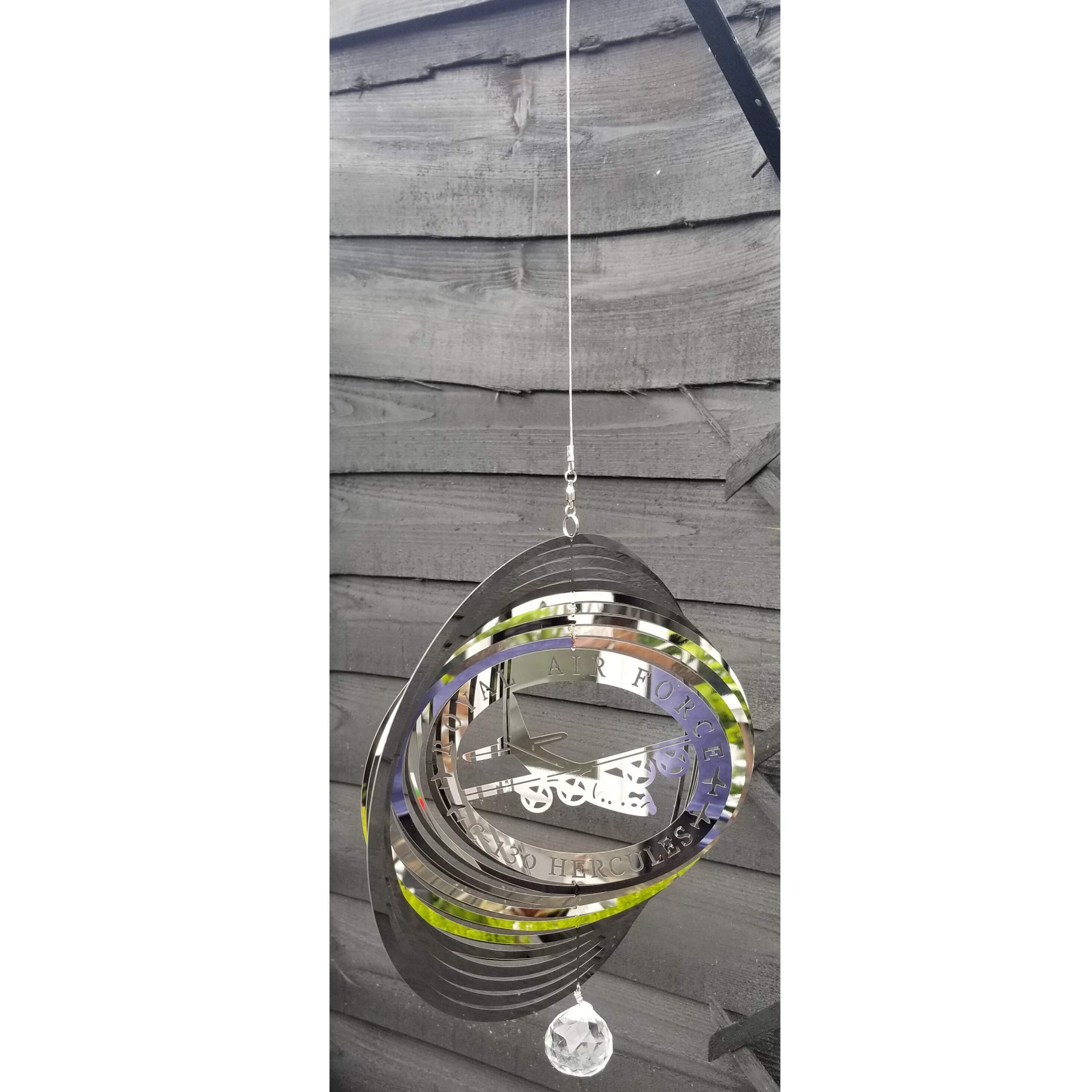 Stainless Steel Garden Wind Spinner - C-130 Hercules Plane