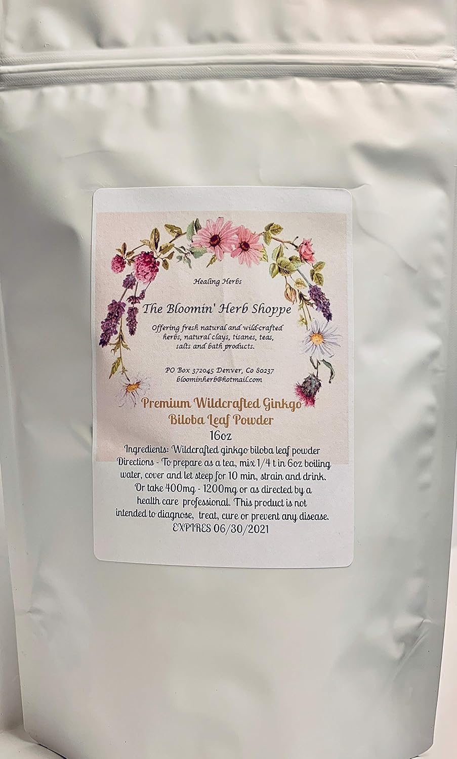 Premium Wildcrafted Ginkgo Biloba Leaf Powder | 16oz 1lb | The Bloomin Herb Shoppe | Bulk | Fresh Strong Aromatic | no additives, Chemicals | Tea Botanical : Garden & Outdoor