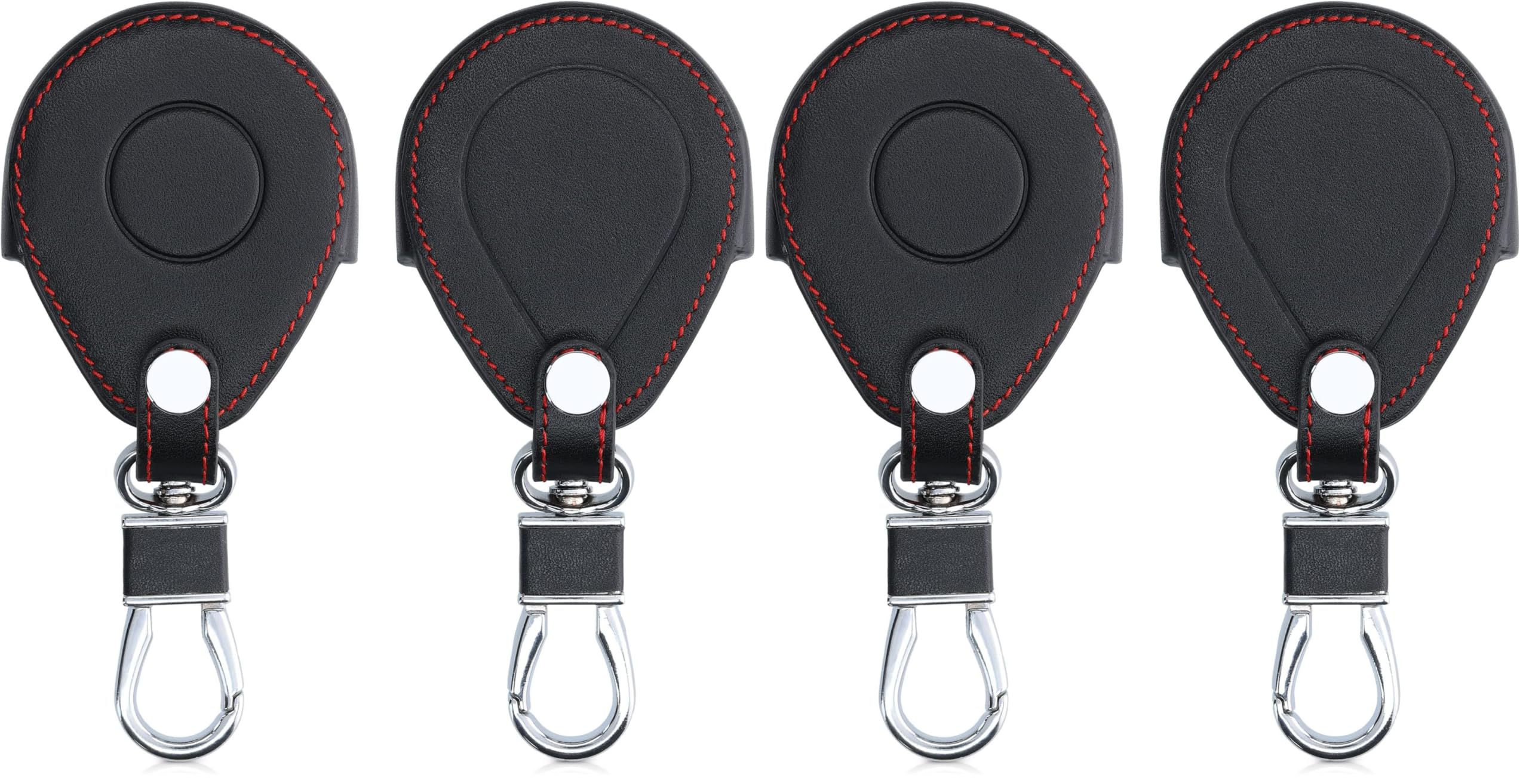 kwmobile Key Cover Compatible with Harley Davidson Motorcycle Key - Faux Leather Car Key Fob Protector - Red/Black — image 1