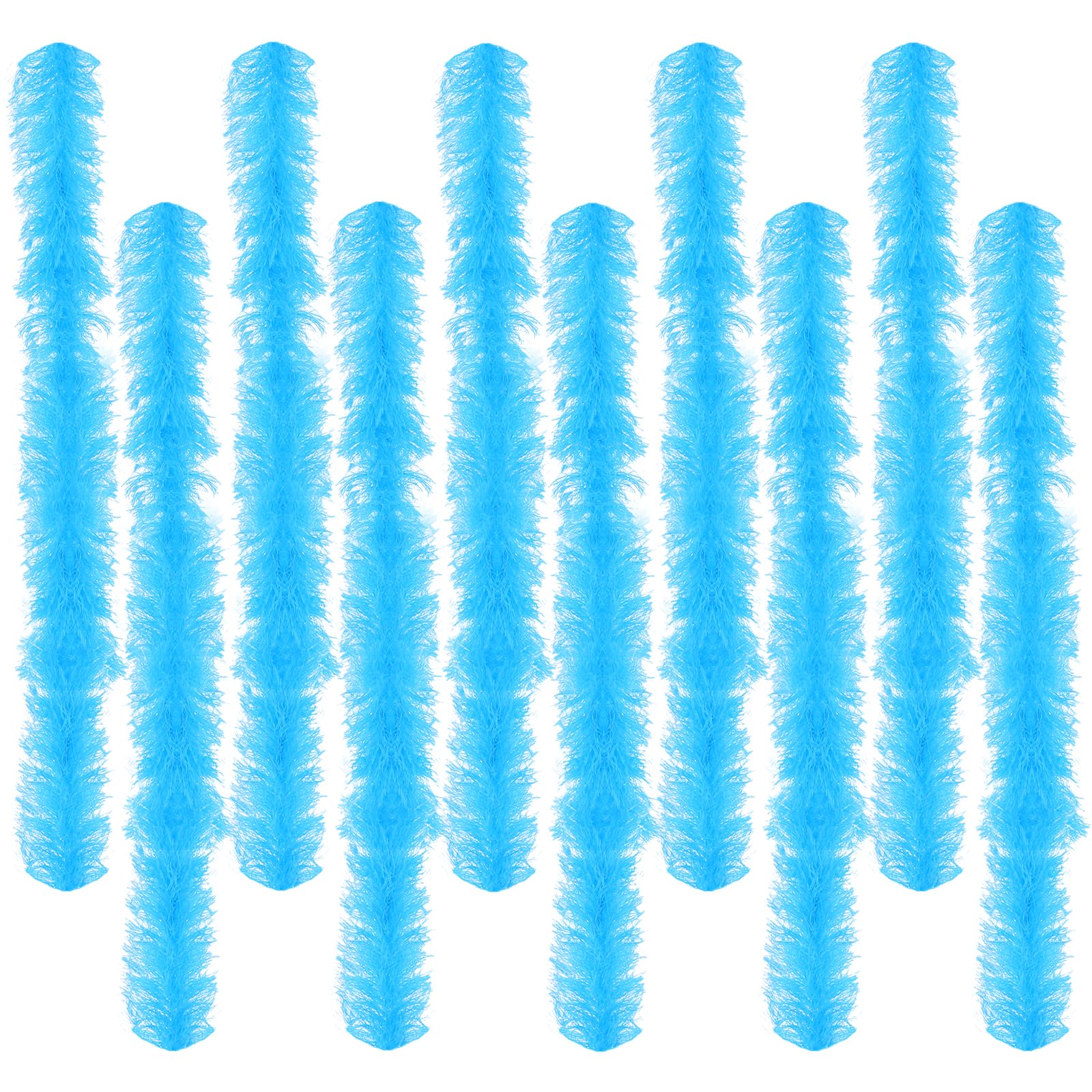 Photo 1 of 10 pcs Feather Boas 5ft Artificial Fluffy Boas Blue Feather Boas Set for Women Costume Halloween Wedding Christmas (10, Blue)