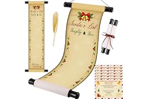 Lvdeer Christmas Santa Workshop Decorations – Naughty and Nice List Scroll, Letter from Santa Claus, Vintage Blank Paper for 