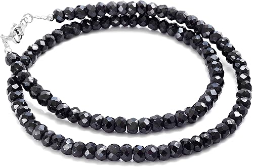 Amazon Pe1511 Sp 38 ブランド名 2pieces ブラックスピネルネックレス メンズネックレス 5mm 38cm ネックレス 通販