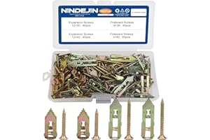 NINDEJIN Drywall Self-Drilling Anchor with Screw Kit, Gypsum Expansion Anchors Carbon Steel with M4 Self Tapping Screws Drywall Plug Combination, No Drill Hole in Wall for Hanging Decoration 66 pounds