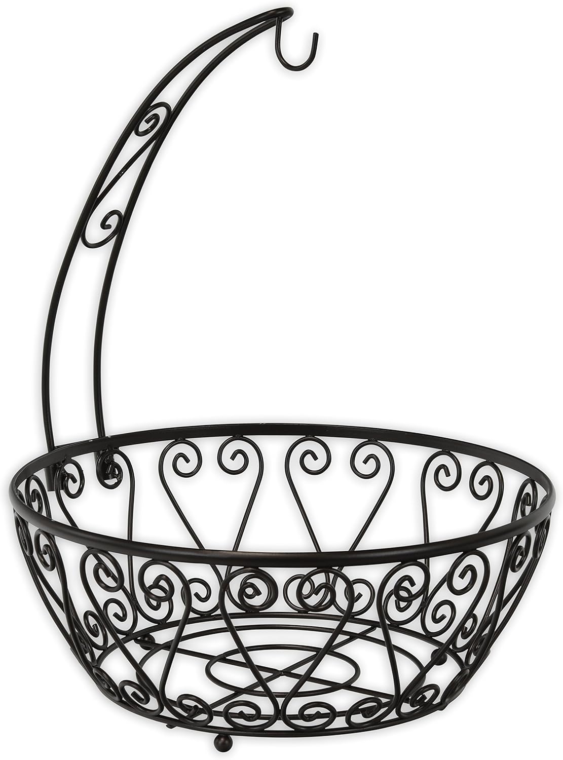 SimpleHouseware Fruit Basket Bowl with Banana Tree Hanger, Bronze: Kitchen & Dining