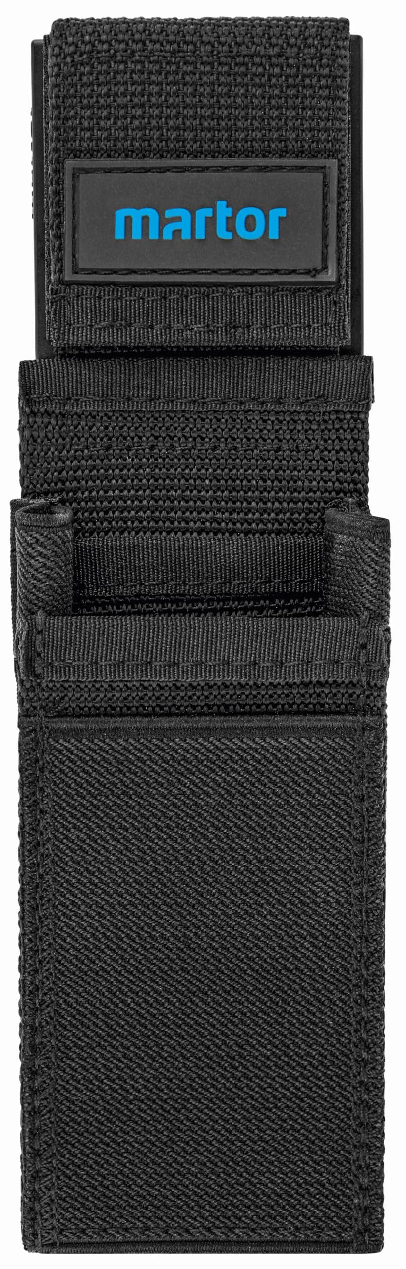 MARTOR belt holster M for cutters, pouch with 5 compartments for safety knife/pen/scissors, with clip & Velcro fastener, nylon, black