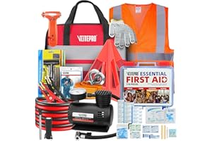 VLITEPRO Car Emergency Kit,Roadside Emergency Car Kit for Vehicles,with Portable Air Compressor,Jumper Cable for Women,Men,Teen