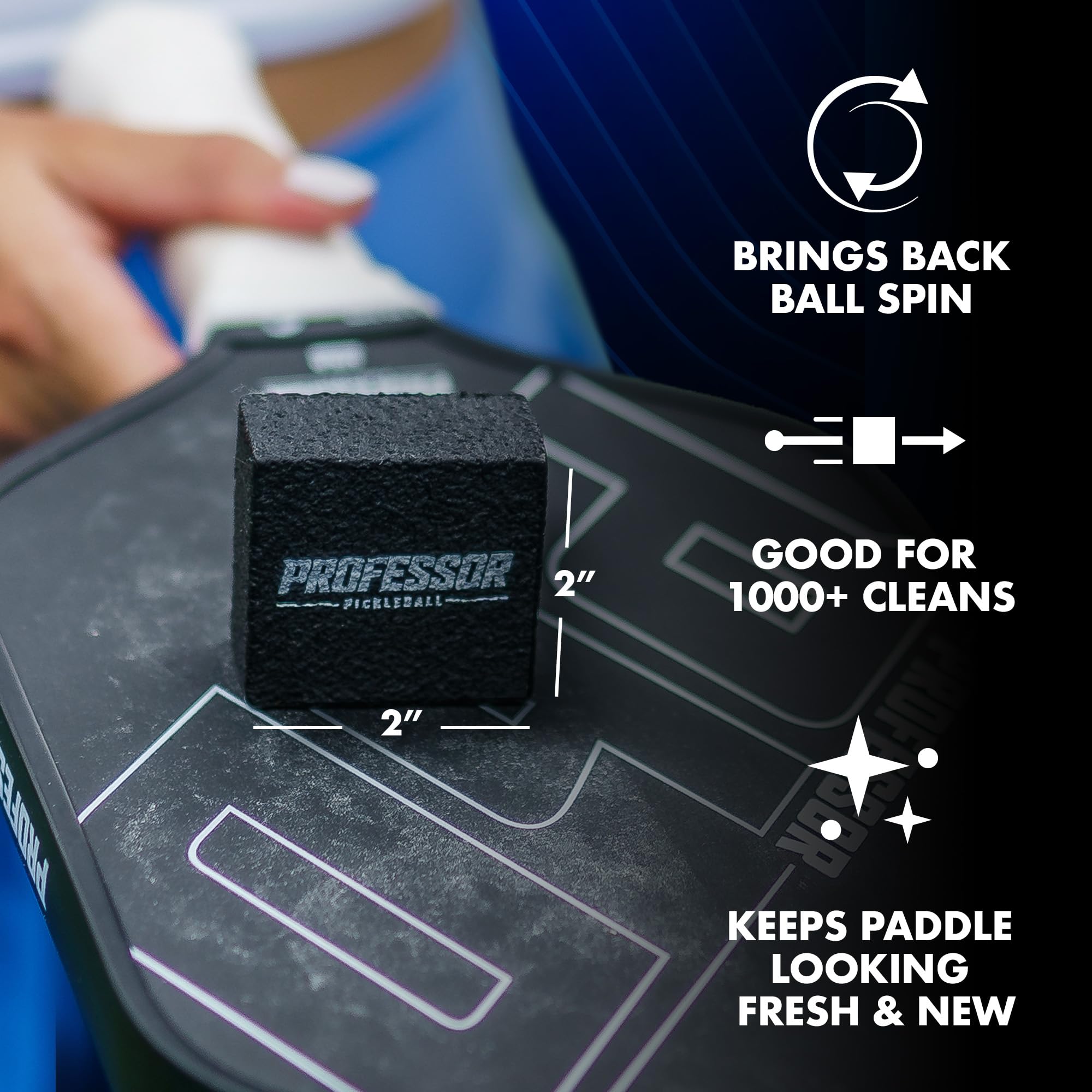 Professor Pickleball - Carbon Cleaner, Premium Pickleball Paddle Eraser for Raw Carbon Fiber Paddles, Effortless Residue Removal, Quick & Effective, Eliminates Ball Residue, Dirt, Scratches