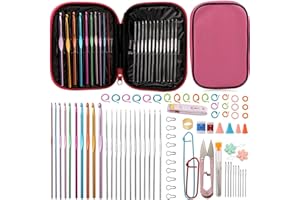 UzecPk 96 PCS Crochet Hooks Kit, Crochet Needles Set with Storage Bag, Aluminum Crochet Hooks with Stitch Markers and Large-Eye Blunt Needles for Experienced Crochet Hook Lovers