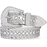 SUOSDEY Women Men Rhinestone Belt Unisex Sequin Strap Bling Crystal Western Studs Glitter Luxury Belt for Jeans Pants Dress