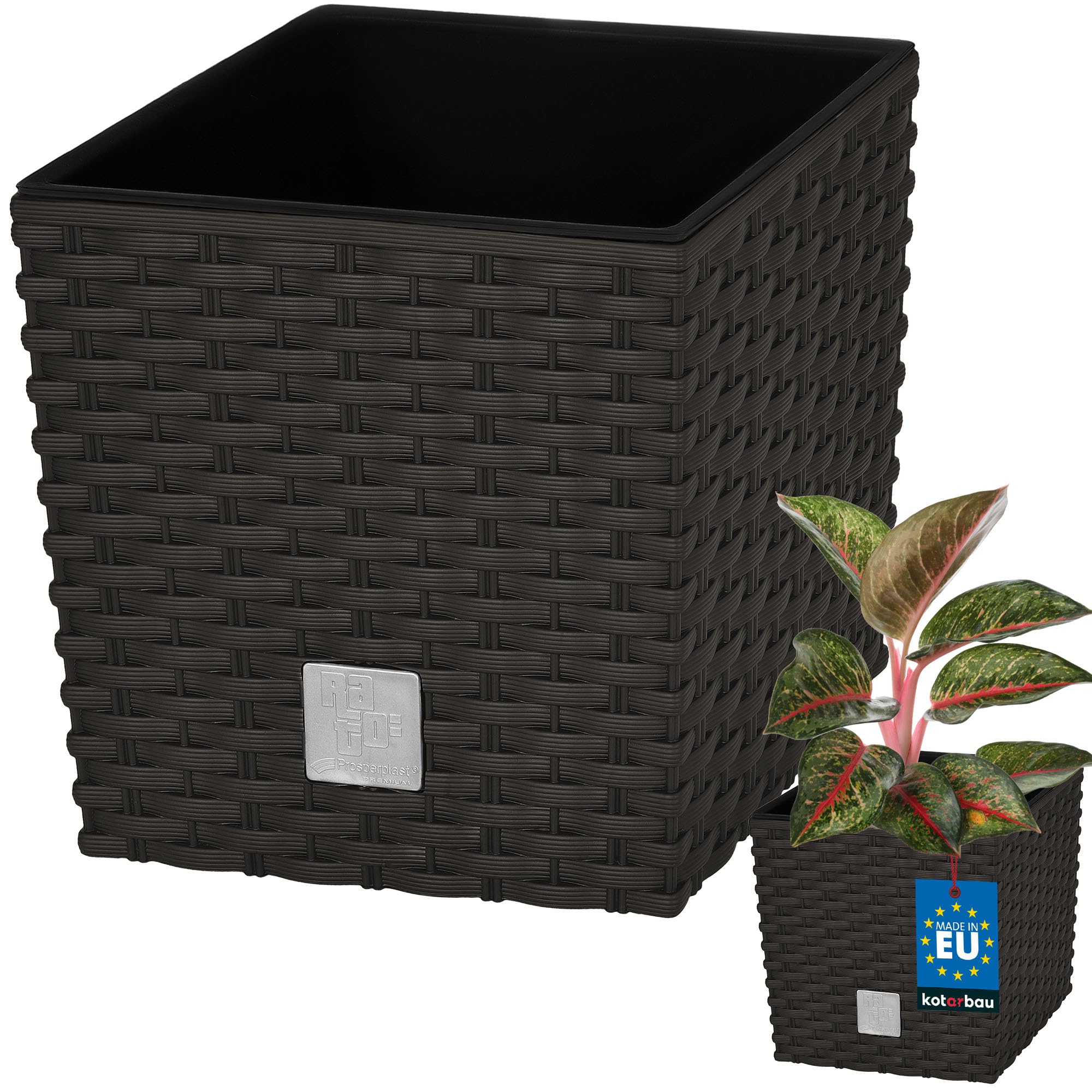 KOTARBAU® Flower Pot, 200 mm Planter with Inner Pot for Plant Growing, Umbra